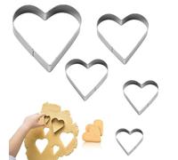 5Pcs Cookie Cutters,Heart Cookie Cutter,Stainless Steel Scone Pastry Cutters of Baking Accessories Reusable Metal Love Hearts Shaped Cutting Tool Kit Biscuit Baking Gift for Kitchen,Bakery,Patisserie