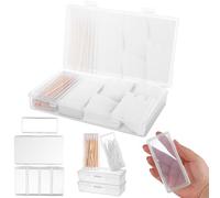 5Pcs Cotton Bud Holder for Travel Portable Small Cotton Swab Holder Mini Box, 4 in 1 Small Plastic Storage Organizer Containers Reuseable Refillable Storage for Storing Cotton Balls Flosser Toothpicks