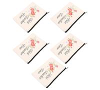 5pcs Cotton Canvas Cosmetics Bag with Zipper for Women and Teachers | Big Opening, Smooth Sturdy Closure, Practical Multipurpose Pouch for Travel Toiletries and Makeup Storage