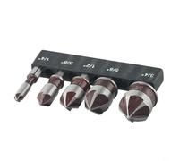 5pcs Countersink Drill Bit Set 5 Flute Hex Shank For M35 Cobalt 82 Degree for Drilling Stainless Steel, Metals, Wood, and Plastic Surfaces