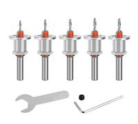 5PCS Countersink Drill Bit Set, 90° Countersink Drill Bit with Adjustable Low Friction Depth Stop, Wood Working Drill Bits Taper Drill Bit