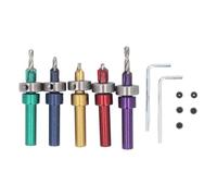 5Pcs Countersink Drill Bit Set for Wood, y Steel Woodw Drill Bits with Depth Stop, A Dril Tools for Carpentry, Includes 5 Bits, 2 Wrenches and 5 SsNice and Attractive
