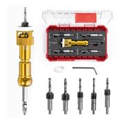 5pcs Countersink Drill Bit Set with 1/4" Quick Release Hex Shank,Adjustable Stop