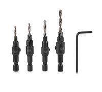 5Pcs Countersink Drill Set, 6/8 /10/12 1/4" Hex Shank Hole Saw Drill Woodworking Tools for Wood Drilling Plastic Soft Metal