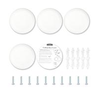 5pcs CP3540 Ceiling Cover Plate, Diameter 5.35in Premium Plastic Round Electrical Box Light Cover Paintable Blank Plate with Mounting Brackets & Screws Hide Ugly Wall Hole(White)