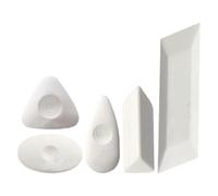 5pcs Creative Drawing Eraser Set for Sketchbook Use, White Rubber | Rhombus, Parallelogram, Drop, Oval and Triangle Shapes, Edge Detailing, Smudge-free Erasing for Classrooms