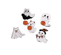 5pcs Creative Punk Halloween Enamel Pins White Ghost Pumpkin Bones Skeleton Alloy Brooch Badge Funny Lapel Brooches Accessories for Clothes Backpacks Badges Hats Bags Gift
