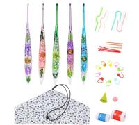 5pcs Crochet Hooks, Aluminium Crochet Hook with Resin Transparent Bling Dried Flowers Handle, Ergonomic Crochet Hooks for Arthritic Hands, Beginners & Professional Christmas New Year's Crochet Kit