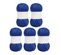 5PCS Crochet Yarn for DIY Knitting, Cotton Yarn for Crocheting 0.8in Wide Bright Color Hand DIY Bag Blanket Crocheting Projects, Home Decor (Dark Navy Blue)