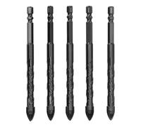 5PCS Cross Ceramic Drill Set, Carbide - Tipped Masonry Drill Bits, Cross Spearhead Design for Ceramics Tiles Mirrors Porcelain Glass with 13.5mm Hex Shank