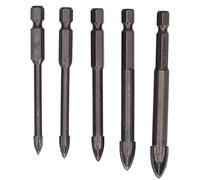 5Pcs Cross Hex Drill Bit Set, Carbide Glass Drill Bits for Concrete and Tile, 1/4in Hex Shank Concrete Hole Opener with Low Cut Resistance for Ceramic Granite Stone Wood