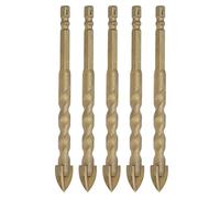 5Pcs Cross Spearhead Drill Carbide Bits Set, Hex Shank Spear Drill Bit for Glass Ceramic Marble, 12mm Hole with Reinforced Cross Spearhead Design, Durable Carbide Material for Elec