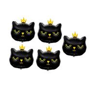 5pcs Crown Cat Foil Balloons Cartoon Animal Party Decorations for Birthdays Weddings Events Material No Tie Required for Photo Props Room Decor