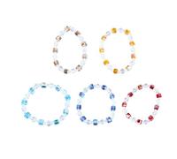 5PCS Crystal Bead Bracelet Set, Elegant Stretchable Beaded Bracelets, Stylish Hand Jewelry for Women and Girls, Colorful Elastic Beaded Bracelets