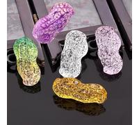 5Pcs Crystal Glass Carved Peanut Ornaments,Autumn Harvest Christmas Decor,Colorful 3D Nut Figurines Table Centerpiece Gift