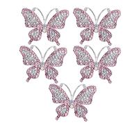 5pcs Crystal Rhinestone Butterfly Brooch Pins, Delicate & Portable, for DIY Wedding Bouquet & Fashion Accessories(Pink)