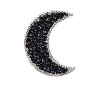 5pcs Crystal Rhinestone Moon Embroidered Applique Iron-on Transfer Badges (Black)