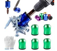 5Pcs Curltub Strong Magnetic Screw Ring, Curltub The Quantum Grip Ultra-Strong Magnetic Screw Ring Set, 1/4 Inch/ 6.35 mm Universal Magnetic Screw Ring Head for Hex & Power Bits (5Pcs/E)