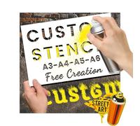 5PCS Custom Stencils for Spray Painting - Durable Plastic Stencils,Customize Your Own Stencil,Personalized with Logo/Text - for Sign Making,Plastic,Metal,Wood Painting (30x30cm)