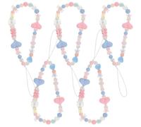 5pcs Cute Beaded Phone Charms Resin Wrist Straps for Camera and Phone | Five-piece DIY Set, Heart Accents, Lightweight Resin Beads, Easy Installation, Wear on Wrist
