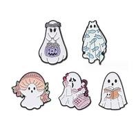 5pcs Cute Boo Enamel Pins Halloween Spooky Ghost Brooches Lapel Badges Cartoon Funny Jewelry Gift for Kids Friends