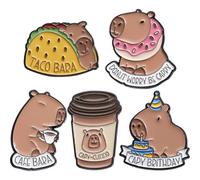 5pcs Cute Capybara Pin Brooch Cartoon Animal Badge Lapel Pins Funny Brooch Pins for Clothes Jackets Hat Decoration