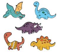 5pcs Cute Dinosaur Enamel Brooch Pin Set, Alloy Badges Secure Buckles | Adorable Decorative Accessories for Jackets and Outfits, Fashionable Animal Designs, Suitable as Small Rewards or Christmas
