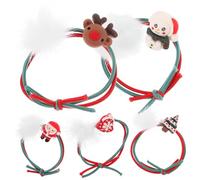 5pcs Cute Hair Ties Xmas Hair Ties Christmas Season Velvet for Girls | Festive Elastic Rope Set, Practical Comfortable Wear for Holidays, Buns, Photo Shoots, Elementary School Boy Girl