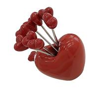 5pcs Cute Heart-Shaped Multipurpose Stainless Steel Fruit Forks with Holder
