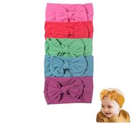 5pcs Cute Newborn Baby Girl Headbands, Super Stretchy Soft Knot Baby Girl Headbands with Hair Bows, Soft Hair Bows & Bands (E, 1)