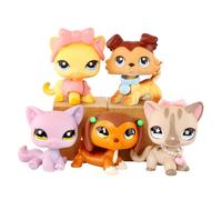 5pcs Cute Pet Cartoon Animal Figurines, Collie Shorthair Cat Dachshund Miniature Collectibles Toys, Festive Holiday Decor for Christmas, Halloween, Fall Home Decor
