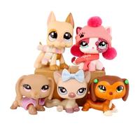 5PCS Cute Pet Cartoon Animal Figurines,Shorthair Cat Dachshund Great Dane Sitting Cat Miniature Collectibles Toys, Festive Holiday Decor for Christmas, Halloween, Fall Home Decor