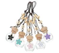 5pcs Daisy Hanging Aroma Bottle Pendant for Car Freshener and Perfume | Wood, Glass and Metal Construction, Finish, Hanging String Included, for Oils, Closets and Rooms