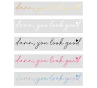 5pcs Damn, You Look Good Car Rear View Mirror Decal, Vinyl Car Quote Sticker for Back Window Positive Rearview Mirror Label Accessories for Women Self Affirmation Mental Health Awareness Gift