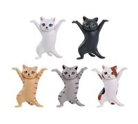 5Pcs Dancing Cat Figurine Pen Holder Cute Dancing Cats Holder Desk Ornament Coffin Dance Cat Airpod Earbuds Holder for Cat Lovers Gifts