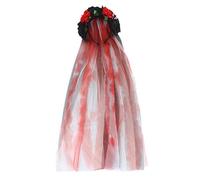 5PCS Day of the Dead Accessories Women Girls, Day of the Dead Headband Veil Skeleton Face Tattoos Necklace Skull Lace Gloves Rose, Halloween Costume Accessories for Women Halloween Carnival Cosplay