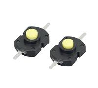 5pcs DC 30V 1A 2Pin Yellow Cap Push Button Switch for Torch Straight 2P On-Off Flashlight Switchs(Type B)