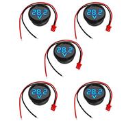 5PCS DC 4-100V Digital Voltmeter with LED Display, 2-Wire Round Car Current Meter for DC Voltage Measurement