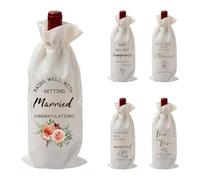 5PCS Decorative Wine Bottle Sleeve Cotton Linen Protector Bag for Anniversary Party Gifting Decorative Bottle Bag