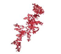 5Pcs Delicate Silk Embroidered Sequins Gold White Red Lace Applique Wedding Accessories Multicolor Cord DIY for Hats, Bags, Jackets(Red)