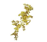 5Pcs Delicate Silk Embroidered Sequins Gold White Red Lace Applique Wedding Accessories Multicolor Cord DIY for Hats, Bags, Jackets(Gold)