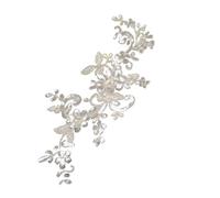 5Pcs Delicate Silk Embroidered Sequins Gold White Red Lace Applique Wedding Accessories Multicolor Cord DIY for Hats, Bags, Jackets(Ivory)