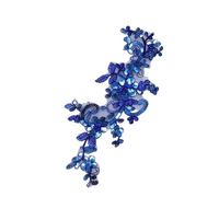 5Pcs Delicate Silk Embroidered Sequins Gold White Red Lace Applique Wedding Accessories Multicolor Lace Cord DIY for Clothes Jeans Jackets(Light Blue)