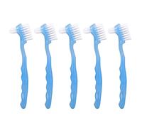 5pcs Denture Brush Set | Double Sided False Teeth Care Brush for Elderly/Travel | Gentle Fibers Reduce 99% Plaque | Portable Denture Maintenance Kit (Blue)