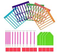 5PCS Diamond Art Ruler Tools, DIY 5D Diamond Spot Alignment Tool with 12 Point Drill Pen 4 Roller Trays Accessories for Full Drill or Partial Canvas Rhinestone Painting Alignment