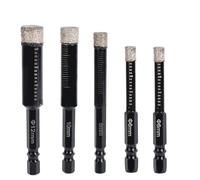 5pcs Diamond Drill Bits Set, 1/4 5/6 3/8 1/2 Inch Brazed Diamond Drill Bits 1/4 Inch Hex Shank Core Hole Saws for Precision Drilling in Tile Ceramic Glass Granite Marble Masonry
