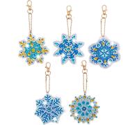 5pcs Diamonds Painting Keychain Acrylic DIY Diamonds Mosaic Key Ring Double Side Christmas Art Crafts Handmade Sparkly for Gift