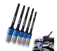 5pcs Different Size Car Detailing Brushes, Soft Non-Scratch Car Interior Cleaning Brushes Car Detailing Kit for Cleaning Wheels, Interior, Exterior, Skylight, Leather, Air Vents, Emblems(Black+Blue)