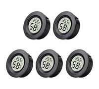 5Pcs Digital Hygrometer Thermometer Round LCD Temperature Humidity Monitor for Greenhouse Home Office Babyroom Basement Christmas New Year Gifts(Black)