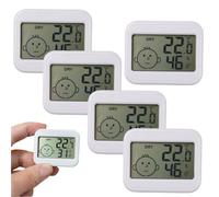 5Pcs Digital Thermometer Hygrometer Indoor, Mini LCD Digital Thermometer Hygrometer, Accurate Room Thermometers and Humidity Gauge with Temperature Humidity Monitor for Greenhouse, Garden, Cellar
